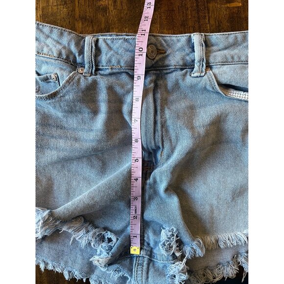 Rewash Raw Medium Wash Hem Super High Rise Denim Jean Shorts Size 9 - Picture 6 of 7